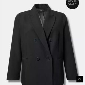 Torrid Black Blazer with Wide Lapels and Relaxed Fit